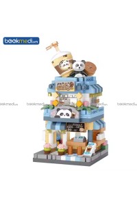 Đồ Chơi Lắp Ráp Mô Hình Tiệm Coffee Gấu Trúc (Panda Coffee Shop Street Mini) Hãng Loz